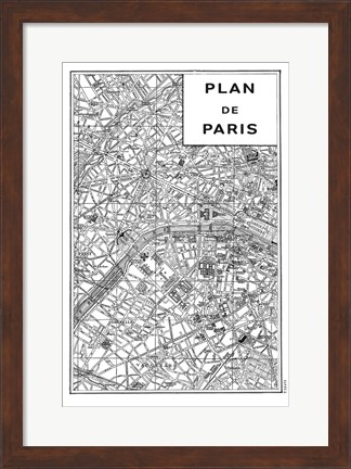 Framed Inverted Paris Map Print