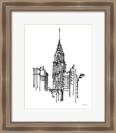 Framed Chrysler Building Sketch Print