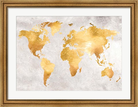 Framed Gold World Print