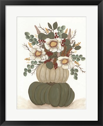 Framed Floral Pumpkin Stack Print