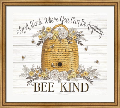 Framed Bee Kind Bee Hive Print