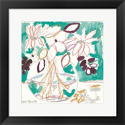 Framed Seafoam and Plum Print