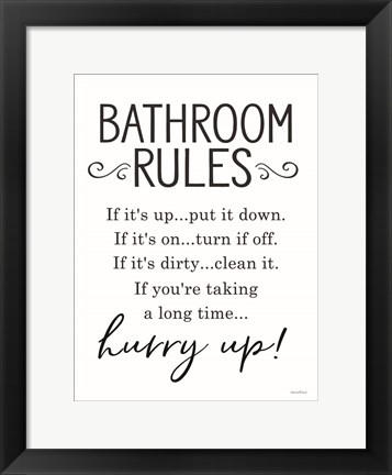 Framed Bathroom Rules Print