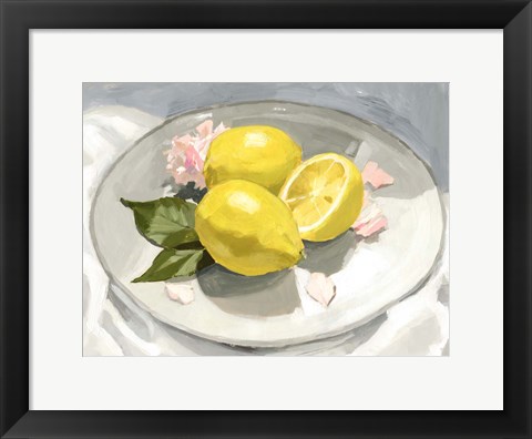 Framed Lemons on a Plate I Print