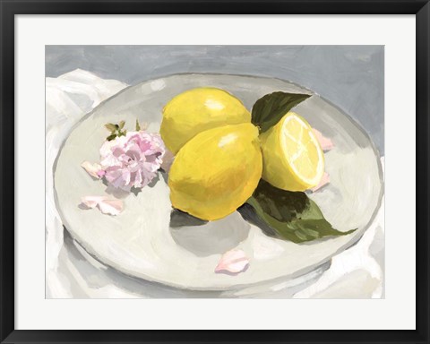 Framed Lemons on a Plate II Print