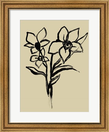 Framed Inkwash Floral I Print