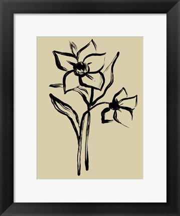 Framed Inkwash Floral II Print