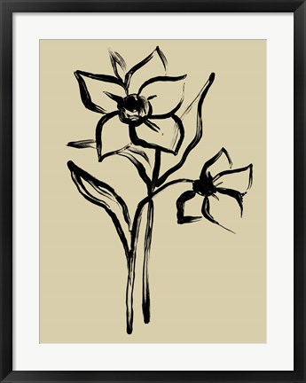 Framed Inkwash Floral II Print