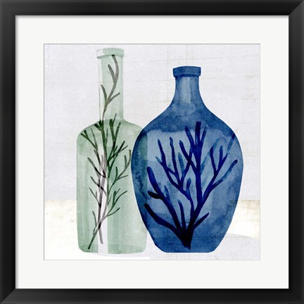 Framed Sea Glass Vase I Print