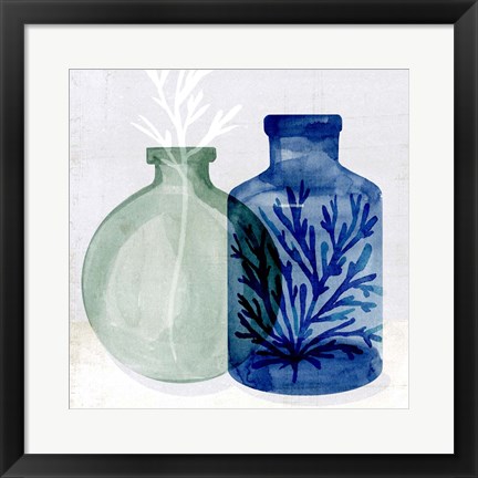 Framed Sea Glass Vase II Print