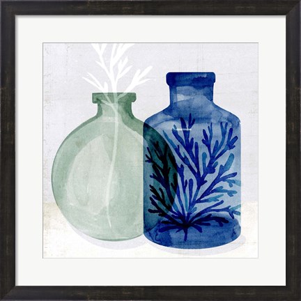 Framed Sea Glass Vase II Print
