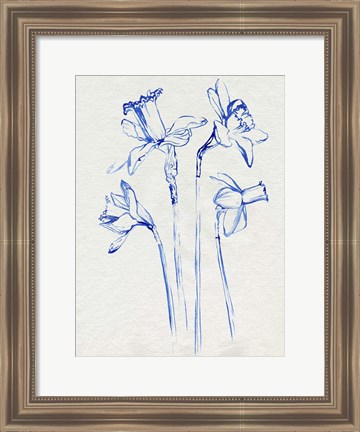 Framed Inky Daffodils II Print