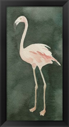 Framed Forest Flamingo I Print