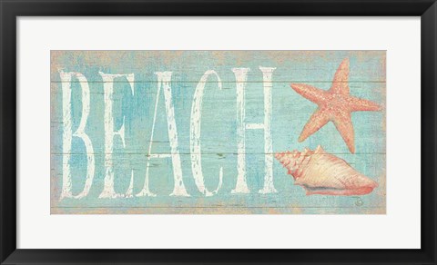 Framed Pastel Beach with Pink Print