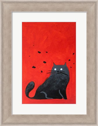 Framed Stray Black Cat Print