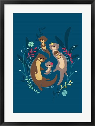 Framed Otter Family Print