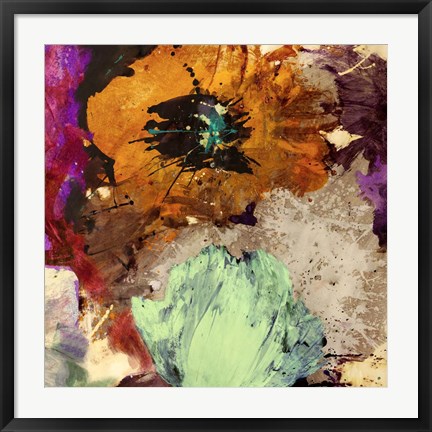 Framed Floating Flowers II (detail) Print