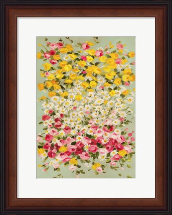 Framed Festone di Fiori (azure) Print