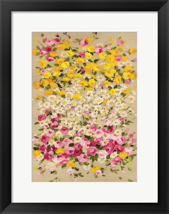 Framed Festone di Fiori (beige) Print