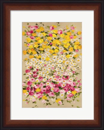 Framed Festone di Fiori (beige) Print