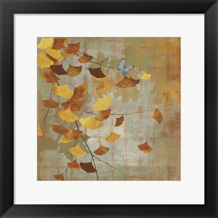 Framed Gingko Branch I Print