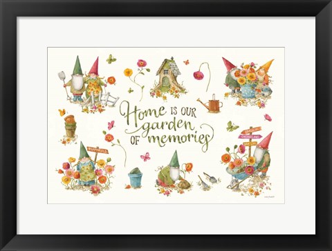 Framed Garden Gnomes I on white Print