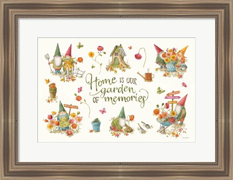 Framed Garden Gnomes I on white Print