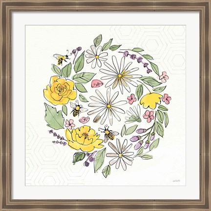 Framed Honeybee Blossoms X No Words Print