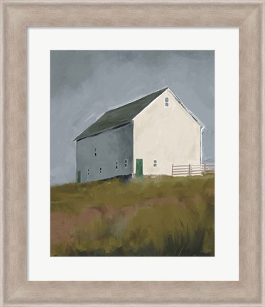 Framed White Barn I Print