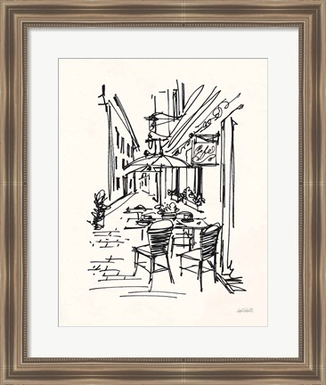 Framed Cafe Sketch II on Cream Print