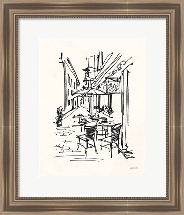 Framed Cafe Sketch II on Cream Print