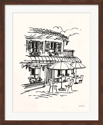 Framed Cafe Sketch I Cream Print