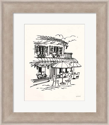 Framed Cafe Sketch I Cream Print