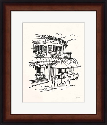 Framed Cafe Sketch I Cream Print