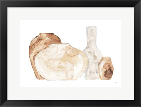 Framed Neutral Vases I Print