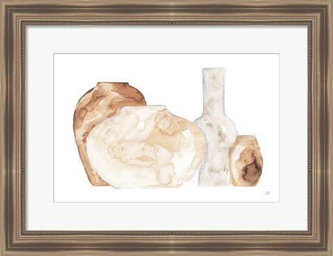 Framed Neutral Vases I Print