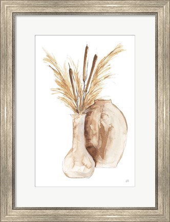 Framed Vase Cattails Print