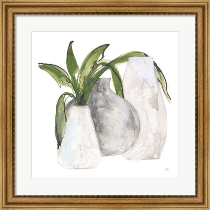 Framed Three Vases II Print