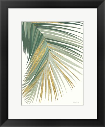 Framed Retro Big Leaf II Green Gold Print