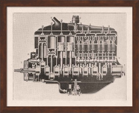Framed French Engine III Print