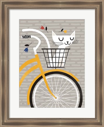 Framed Cruising Cat Yellow Print