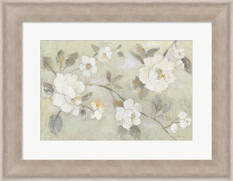 Framed Romantic Spring Flowers I White Horizontal Print