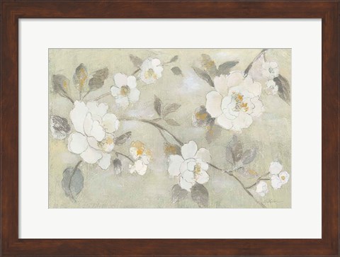 Framed Romantic Spring Flowers I White Horizontal Print