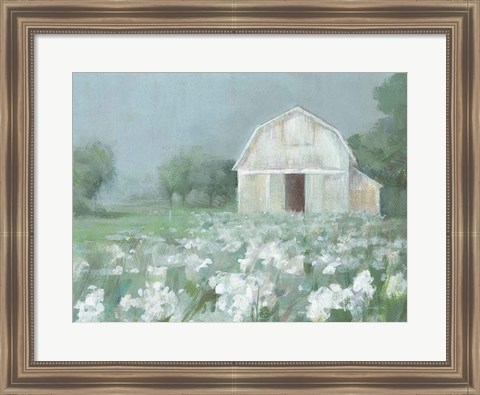 Framed White Barn Meadow Print