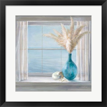 Framed Seaside Cottage View Shell Print