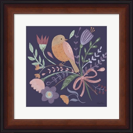 Framed Royal Birds IV Purple Print