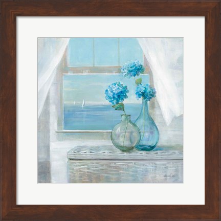 Framed Beach House Hydrangeas Print