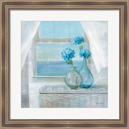 Framed Beach House Hydrangeas Print