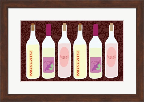 Framed Moscato Bottles In A Row Print