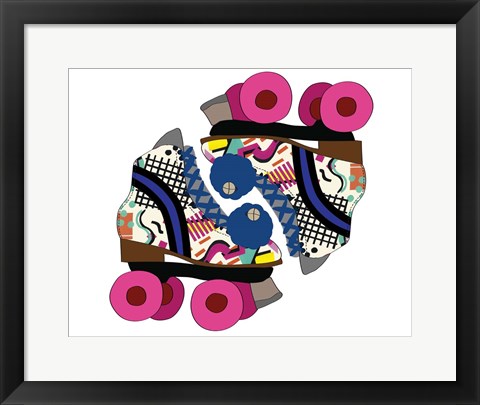 Framed Pink Graffiti Rollerblades Print